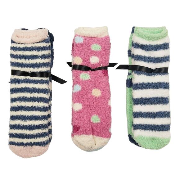 Free Press Women Colorful 6-pc Set Fuzzy Knit Winter Crew Socks One Size - Picture 2 of 2